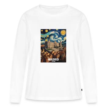 Madrid - T-shirt manches longues Premium bio Femme - blanc - Devant - Julia (174cm)