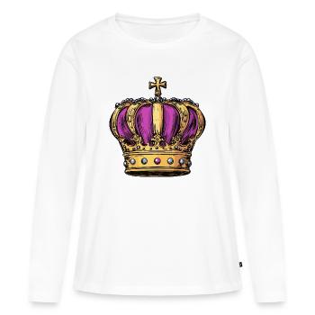 Couronne - T-shirt manches longues Premium bio Femme - blanc - Devant - Julia (174cm)