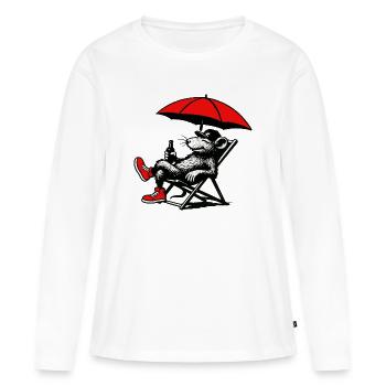 Rat avec parasol Relax - T-shirt manches longues Premium bio Femme - blanc - Devant - Julia (174cm)