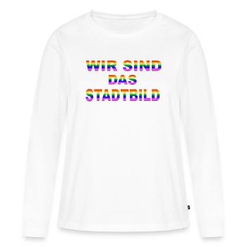 Wir sind das Stadtbild - Frauen Premium Bio Langarmshirt - Weiß - Vorne - Julia (174cm)