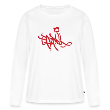 Königliche Graffiti Handschrift Basel - Frauen Premium Bio Langarmshirt - Weiß - Vorne - Julia (174cm)