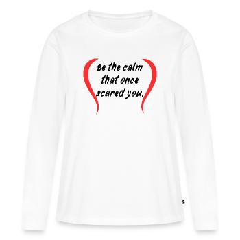 Courbes de silhouette cramoisi - T-shirt manches longues Premium bio Femme - blanc - Devant - Julia (174cm)