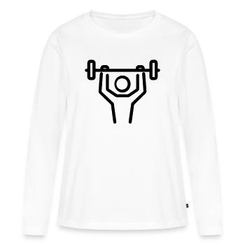 musculation - T-shirt manches longues Premium bio Femme - blanc - Devant - Julia (174cm)