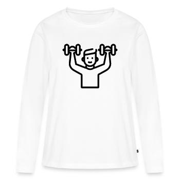musculation - T-shirt manches longues Premium bio Femme - blanc - Devant - Julia (174cm)