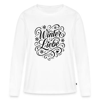 Dicton d’amour d’hiver - T-shirt manches longues Premium bio Femme - blanc - Devant - Julia (174cm)