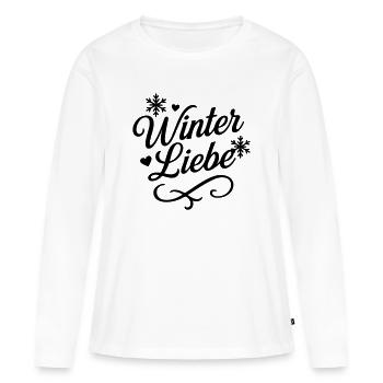 Dicton d’amour d’hiver - T-shirt manches longues Premium bio Femme - blanc - Devant - Julia (174cm)