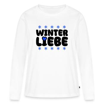 Cœur d’amour d’hiver - T-shirt manches longues Premium bio Femme - blanc - Devant - Julia (174cm)