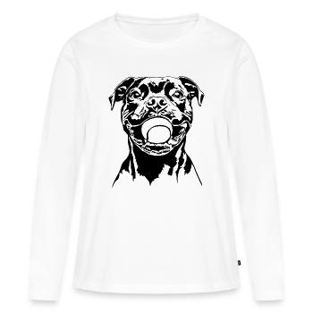 Staffordshire Bull Terrier Ball Junkie Wilsigns - T-shirt manches longues Premium bio Femme - blanc - Devant - Julia (174cm)