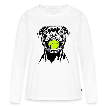 Staffordshire Bull Terrier Ball Junkie Wilsigns - T-shirt manches longues Premium bio Femme - blanc - Devant - Julia (174cm)