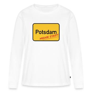 POTSDAM - MA VILLE - T-shirt manches longues Premium bio Femme - blanc - Devant - Julia (174cm)