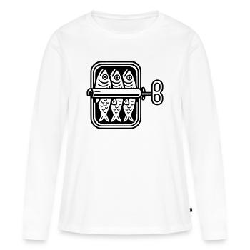 sardinen dose - Frauen Premium Bio Langarmshirt - Weiß - Vorne - Julia (174cm)