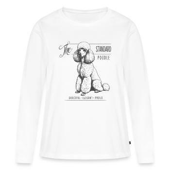 Caniche standard Élégance et fierté - T-shirt manches longues Premium bio Femme - blanc - Devant - Julia (174cm)