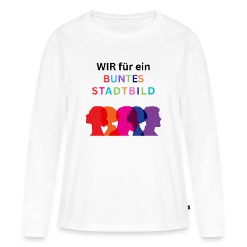 WIR FÜR EIN BUNTES STADTBILD - Frauen Premium Bio Langarmshirt - Weiß - Vorne - Julia (174cm)