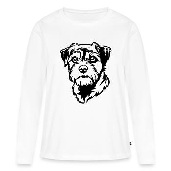 Tête de terrier de la frontière - T-shirt manches longues Premium bio Femme - blanc - Devant - Julia (174cm)