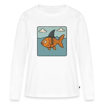 dessin animé poisson rouge poisson requin aileron mer faux requin - T-shirt manches longues Premium bio Femme - blanc - Devant - Julia (174cm)