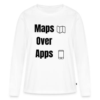 Maps Over Apps – Travel Shirt - Women's Premium Organic Long Sleeve Shirt - white - Front - Julia (174cm)