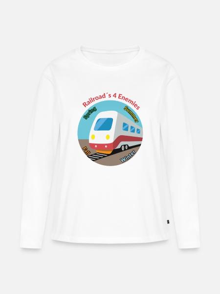 Vier Jahreszeiten Zug Motiv, immer unpünktlich - Frauen Premium Bio Langarmshirt - Weiß