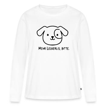 Chien mignon | Plus de friandises, s’il vous plaît ! - T-shirt manches longues Premium bio Femme - blanc - Devant - Julia (174cm)