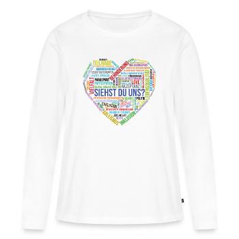 Siehst Du Uns Vielfalt Herz - Frauen Premium Bio Langarmshirt - Weiß - Vorne - Julia (174cm)