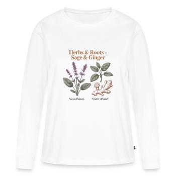 Herbes Botaniques - Sauge & Gingembre - T-shirt manches longues Premium bio Femme - blanc - Devant - Julia (174cm)