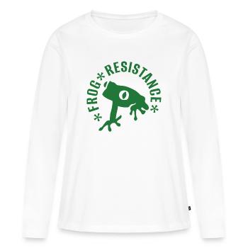 Résistance des grenouilles - « Résistance des grenouilles » - T-shirt manches longues Premium bio Femme - blanc - Devant - Julia (174cm)