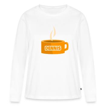 Dennis als Teetasse - Frauen Premium Bio Langarmshirt - Weiß - Vorne - Julia (174cm)