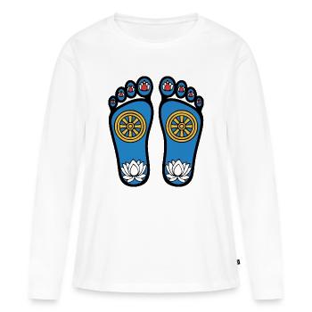 Feet of Buddha - Women's Premium Organic Long Sleeve Shirt - white - Front - Julia (174cm)