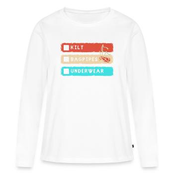 Kilt Scotland Scotland Jupe Tartan - T-shirt manches longues Premium bio Femme - blanc - Devant - Julia (174cm)