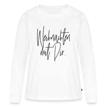 Weihnachten mit Dir Handschrift - Frauen Premium Bio Langarmshirt - Weiß - Vorne - Julia (174cm)