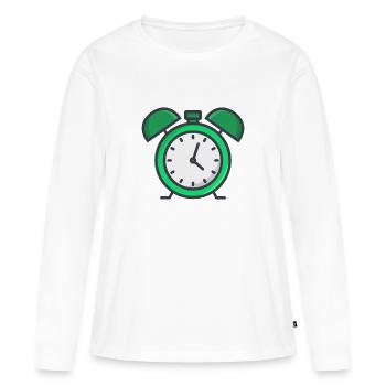 Wecker - Frauen Premium Bio Langarmshirt - Weiß - Vorne - Julia (174cm)