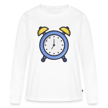 Wecker - Frauen Premium Bio Langarmshirt - Weiß - Vorne - Julia (174cm)
