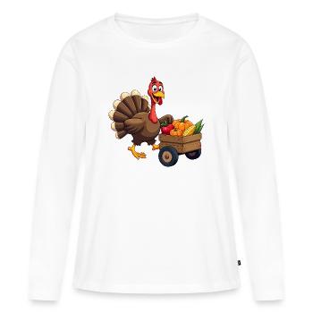 Thanksgiving Drôle Dinde de Thanksgiving - T-shirt manches longues Premium bio Femme - blanc - Devant - Julia (174cm)