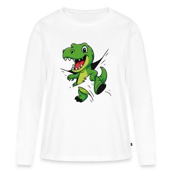 Comic Dino – Für kleine Forscher & Entdecker - Frauen Premium Bio Langarmshirt - Weiß - Vorne - Julia (174cm)
