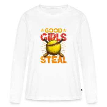 Softball - T-shirt manches longues Premium bio Femme - blanc - Devant - Julia (174cm)