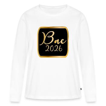 France Lycée BAC 2026 - T-shirt manches longues Premium bio Femme - blanc - Devant - Julia (174cm)
