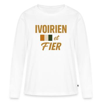 Ivoirien et Fier 🇨🇮 - T-shirt manches longues Premium bio Femme - blanc - Devant - Julia (174cm)