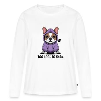 Trop froid pour aboyer : style bouledogue décontracté - T-shirt manches longues Premium bio Femme - blanc - Devant - Julia (174cm)