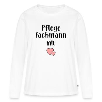 Pfleger Herz Pflege - Frauen Premium Bio Langarmshirt - Weiß - Vorne - Julia (174cm)
