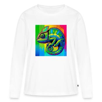 caméléon - T-shirt manches longues Premium bio Femme - blanc - Devant - Julia (174cm)