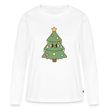 Weihnachtsbaum - Frauen Premium Bio Langarmshirt - Weiß - Vorne - Julia (174cm)