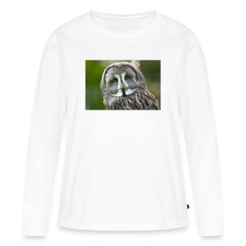 Chouette Nocturne Mystique - T-shirt manches longues Premium bio Femme - blanc - Devant - Julia (174cm)