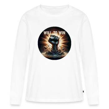 Volonté de gagner Fistburst - T-shirt manches longues Premium bio Femme - blanc - Devant - Julia (174cm)
