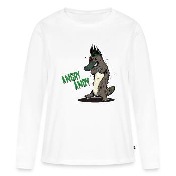 Andy en colère - Ornithorynque - T-shirt manches longues Premium bio Femme - blanc - Devant - Julia (174cm)