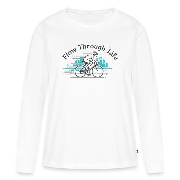 Flux dans la vie - T-shirt manches longues Premium bio Femme - blanc - Devant - Julia (174cm)
