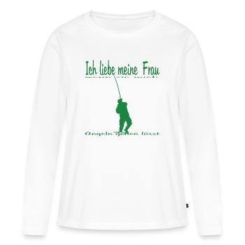 Angler with fishing rod - Women's Premium Organic Long Sleeve Shirt - white - Front - Julia (174cm)