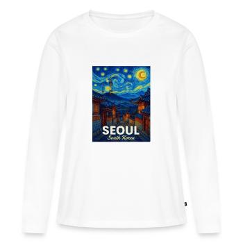 Séoul, Corée du Sud - T-shirt manches longues Premium bio Femme - blanc - Devant - Julia (174cm)
