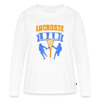 Lacrosse Papa Joueur Fierté Milieu de terrain Fan de sport - T-shirt manches longues Premium bio Femme - blanc - Devant - Julia (174cm)