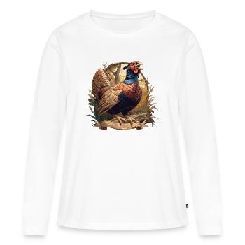 Faisans Faisan - T-shirt manches longues Premium bio Femme - blanc - Devant - Julia (174cm)