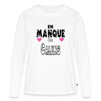 En Manque De Câlins - T-shirt manches longues Premium bio Femme - blanc - Devant - Julia (174cm)