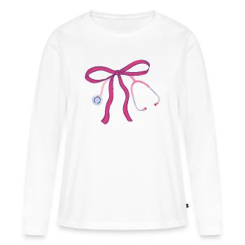 Nurse Stethoscope Knot - Women's Premium Organic Long Sleeve Shirt - white - Front - Julia (174cm)